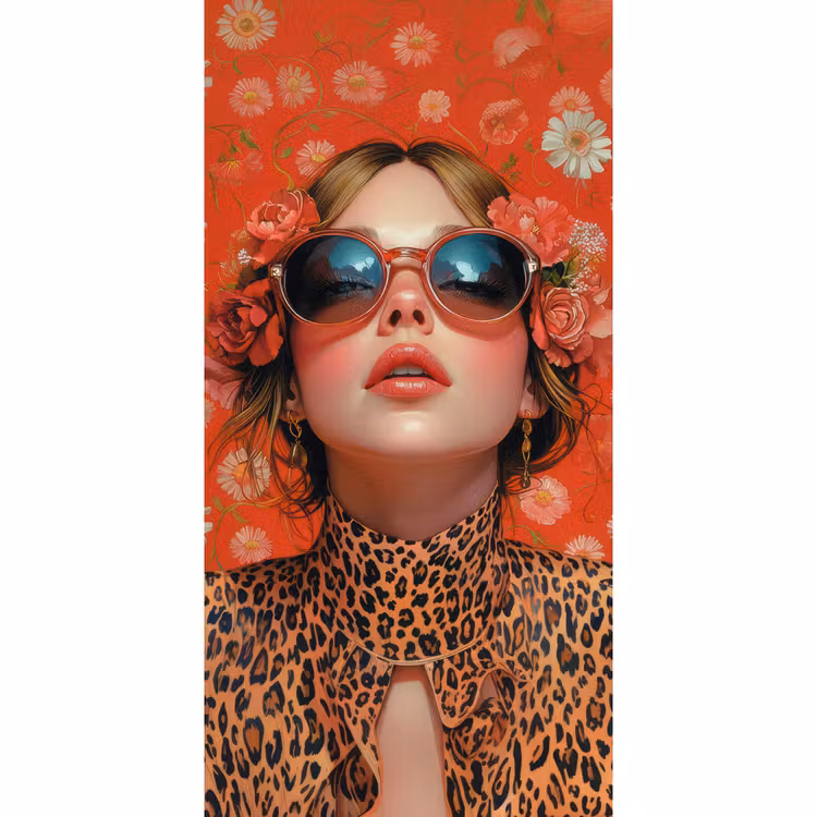 Vrouw - Kleurrijk - Dierenprint - Bloemen Behang Vlies klein -3d_website