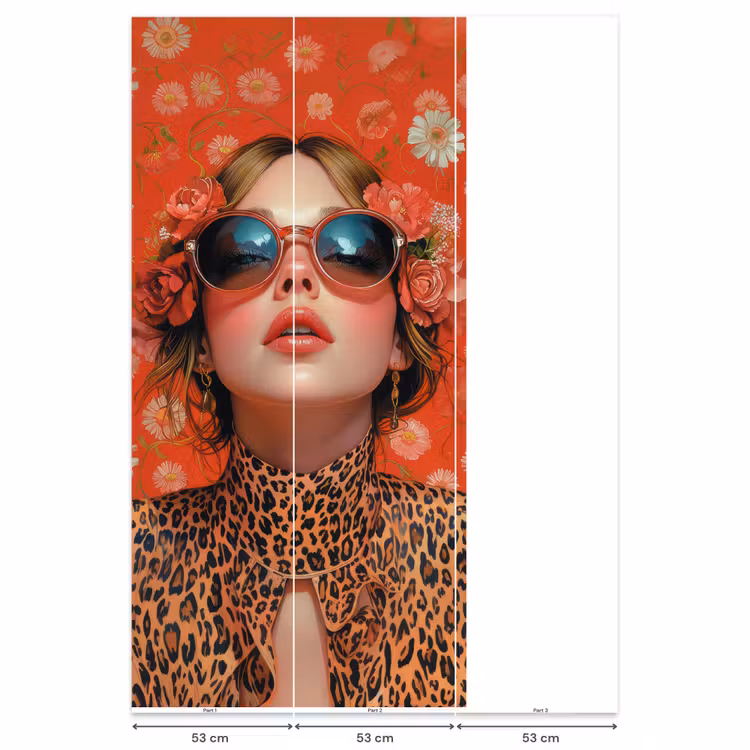 Vrouw - Kleurrijk - Dierenprint - Bloemen Behang Vlies klein -USP_banen