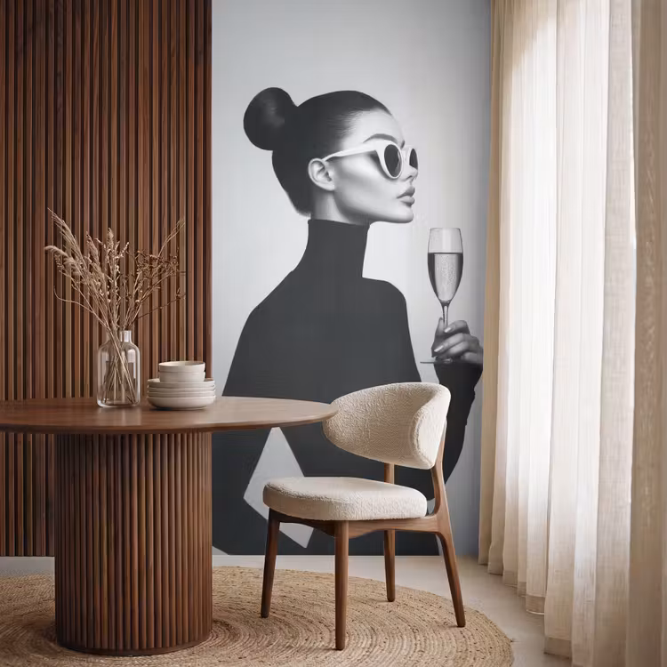 Vrouw - Champagne - Modern Behang Vlies klein -sfeer1