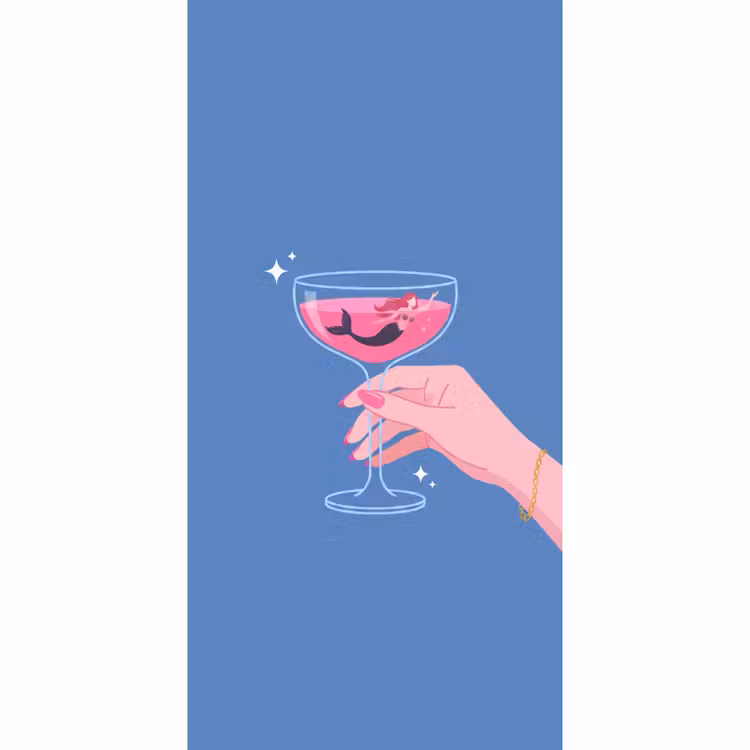 Vrouw - Glas - Abstract - Roze - Blauw Behang Vlies klein -3d_website