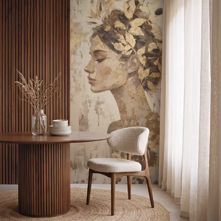 Vrouw - Goud - Abstract - Textuur Behang Vlies klein -sfeer1