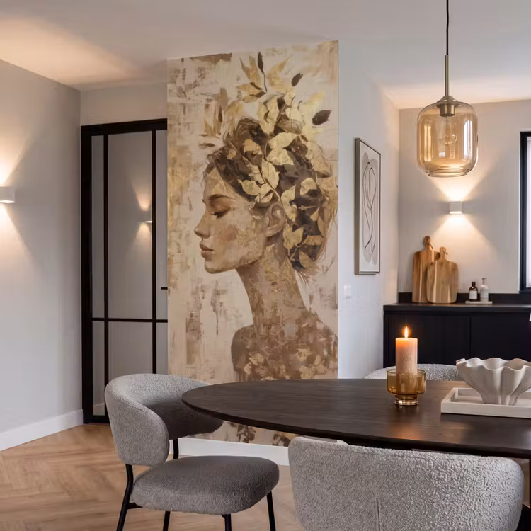 Vrouw - Goud - Abstract - Textuur Behang Vlies klein -sfeer3