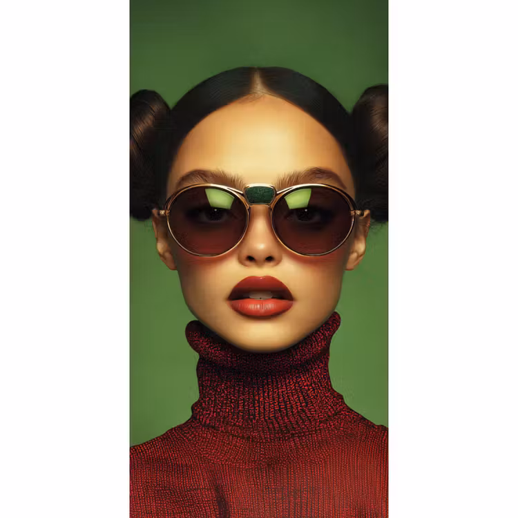 Vrouw - Groen - Bril - Aesthetic - Modern Behang Vlies klein -3d_website