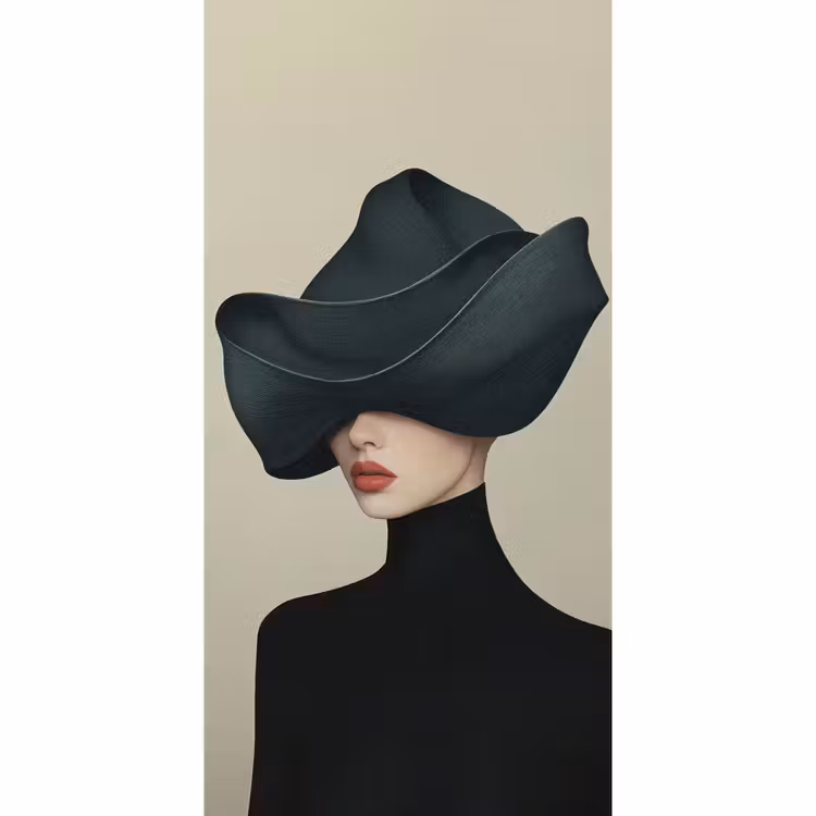 Vrouw - Groen - Hoed Behang Vlies klein -3d_website