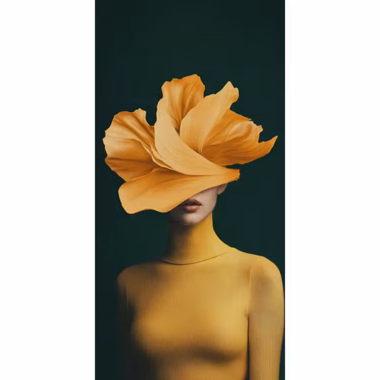 Vrouw - Hoed - Geel Behang Vlies klein -3d_website