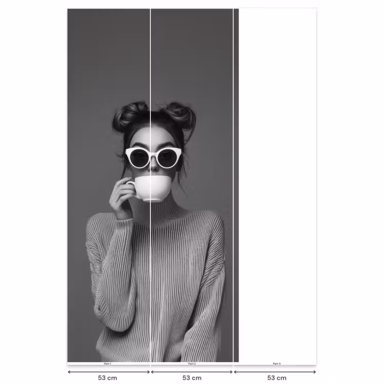 Vrouw - Koffie - Zwart - Wit Behang Vlies klein -USP_banen
