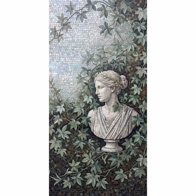 Vrouw - Klassiek - Mozaiëk - Natuur - Groen Behang Vlies klein -3d_website