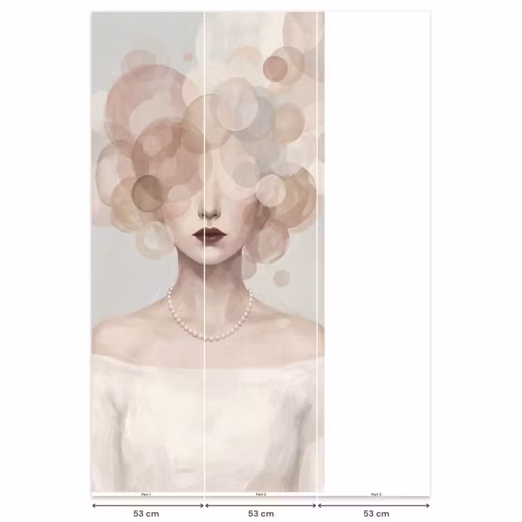 Vrouw - Cirkels - Beige Behang Vlies klein -USP_banen