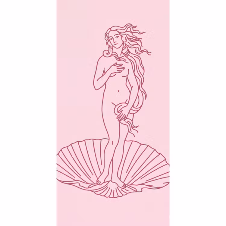 Vrouw - Schelp - Kunst - Lijntekening - Roze Behang Vlies klein -3d_website
