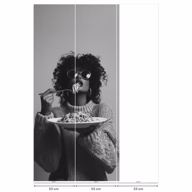 Vrouw - Pasta - Zwart - Wit Behang Vlies klein -USP_banen