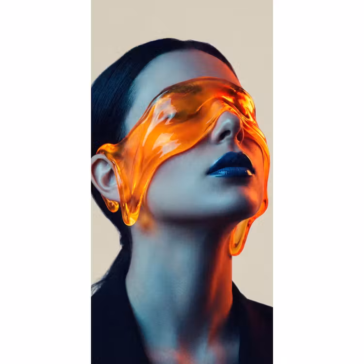 Vrouw - Oranje - Abstract - Modern - Kleurrijk Behang Vlies klein -3d_website