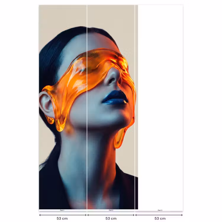 Vrouw - Oranje - Abstract - Modern - Kleurrijk Behang Vlies klein -USP_banen