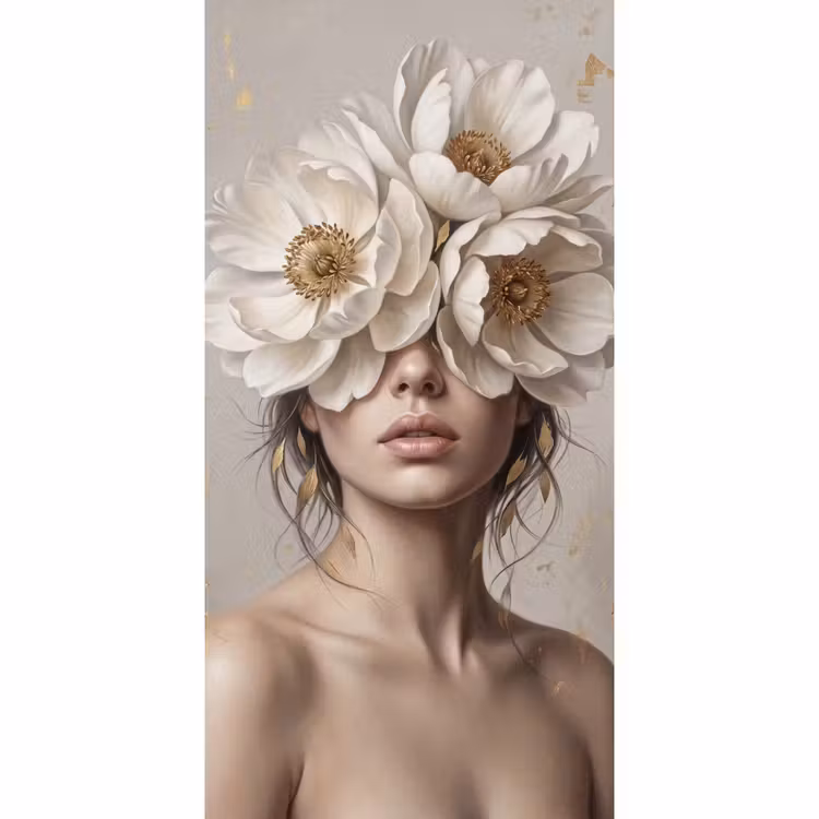 Vrouw - Pioenroos - Wit Behang Vlies klein -3d_website