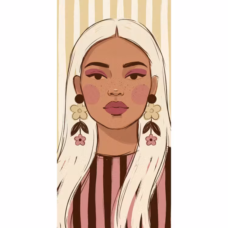 Vrouw - Portret - Illustratie - Modern - Roze Behang Vlies klein -3d_website