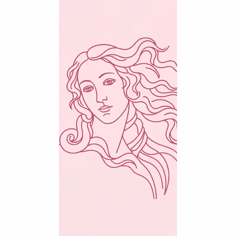 Vrouw - Portret - Klassiek - Line-art - Roze Behang Vlies klein -3d_website