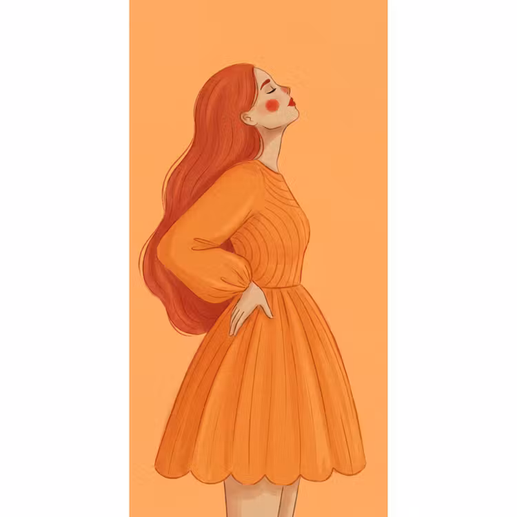 Vrouw - Profiel - Mensen - Modern - Oranje Behang Vlies klein -3d_website