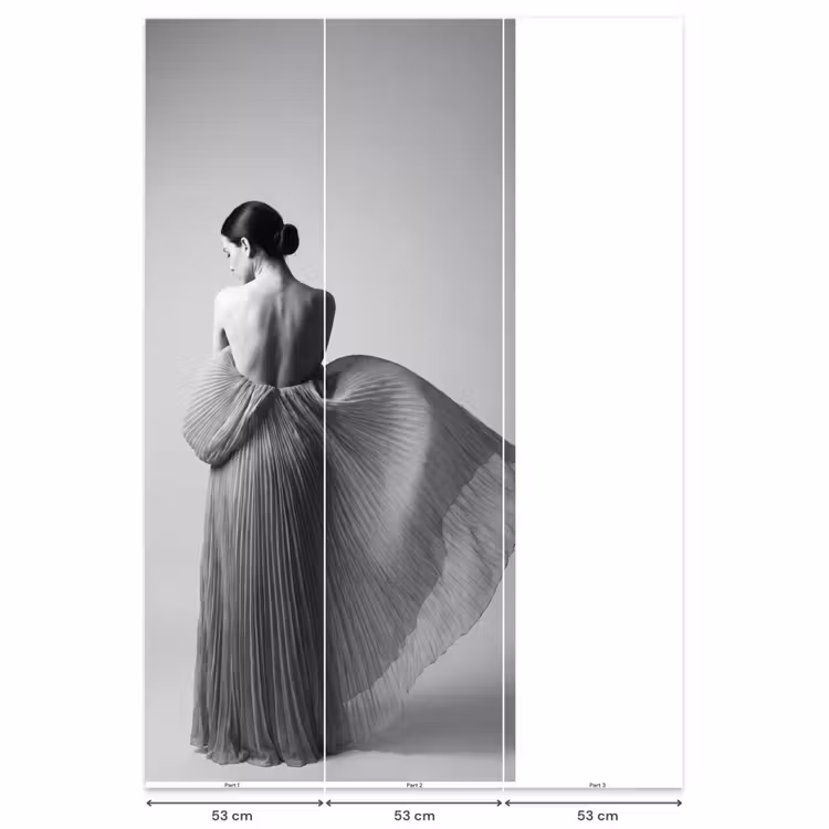Vrouw - Rug - Textuur - Zwart - Wit - Elegant Behang Vlies klein -USP_banen