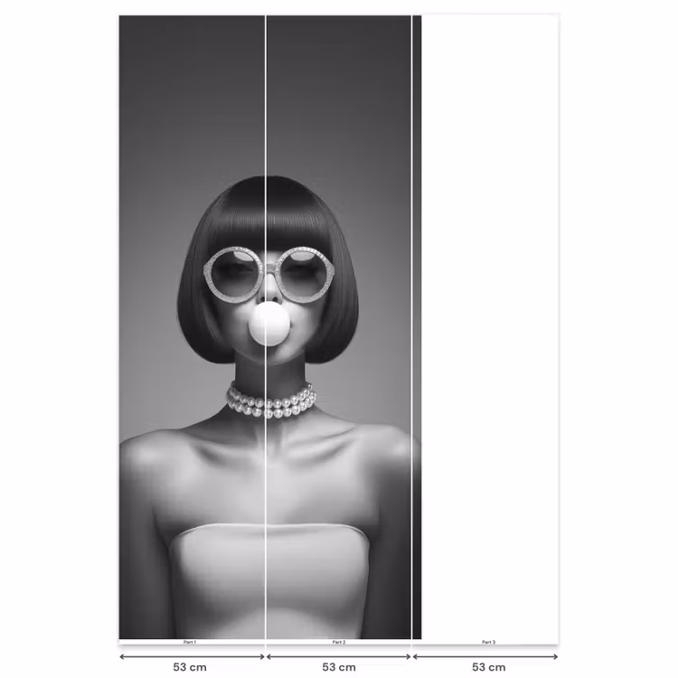 Vrouw - Zwart Wit - Ketting - Zonnebril Behang Vlies klein -USP_banen