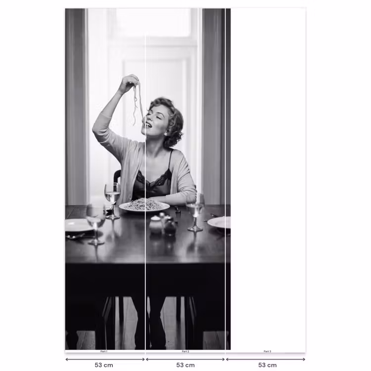 Vrouw - Spaghetti - Zwart - Wit Behang Vlies klein -USP_banen