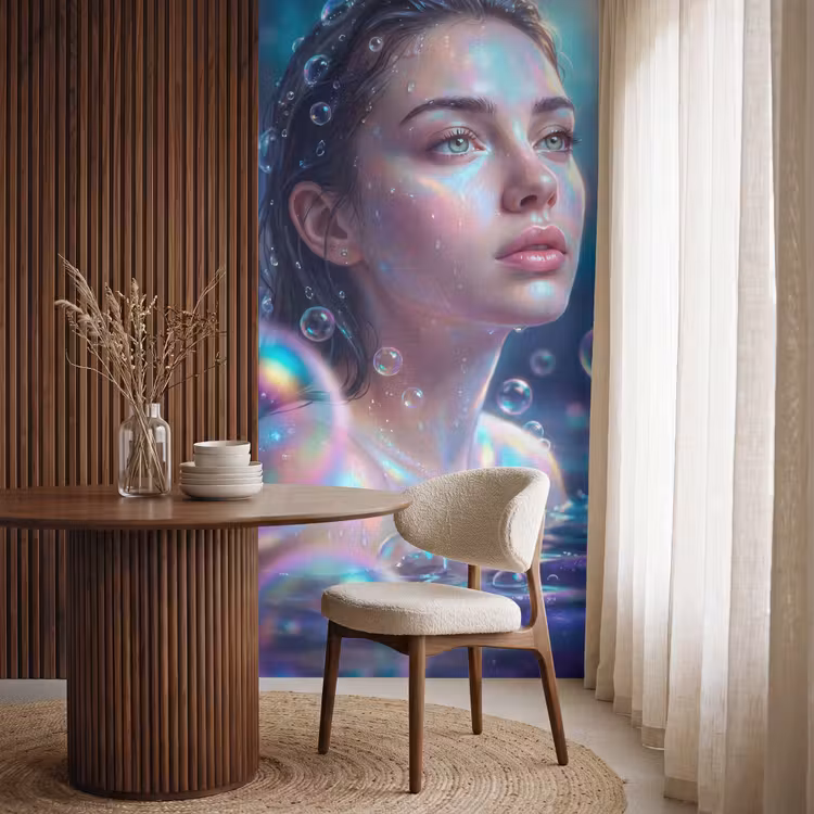 Vrouw - Water - Portret - Kleurrijk - Modern Behang Vlies klein -sfeer1