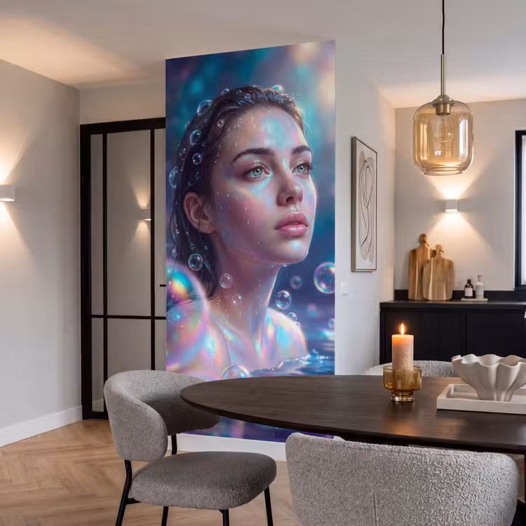Vrouw - Water - Portret - Kleurrijk - Modern Behang Vlies klein -sfeer3