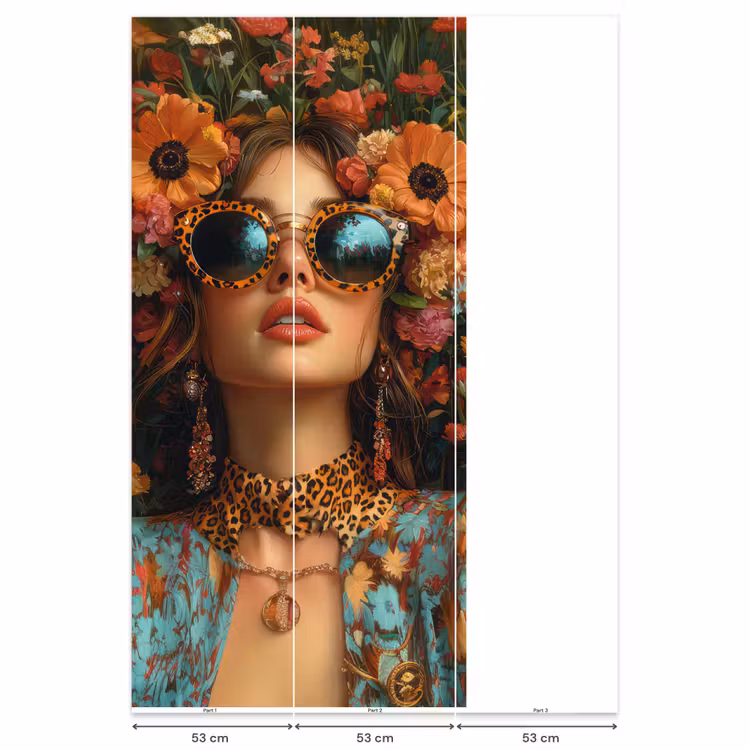 Vrouwen - Bloemen - Modern - Bril - Abstract Behang Vlies klein -USP_banen