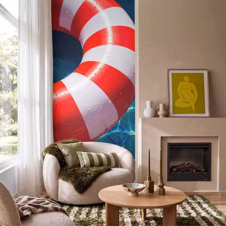 Recreatie - Water - Zomer - Rood - Wit Behang Vlies klein -sfeer2