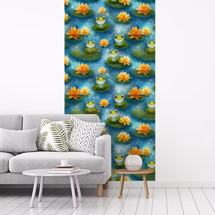 Kikker - Lelies - Groen fotobehang vinyl groot 64 -woonkamer
