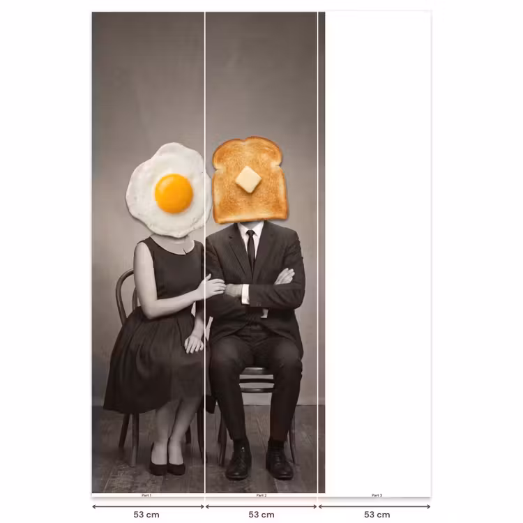 Ontbijt - Koppel - Ei - Brood Behang Vlies klein -USP_banen