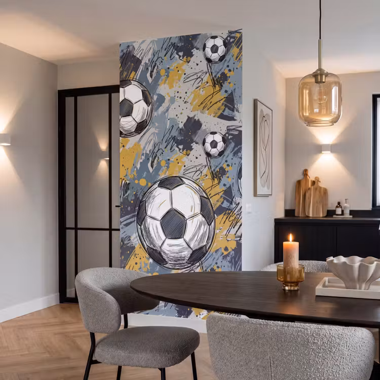 Voetbal - Abstract - Sport - Kleurrijk Behang Vlies klein -sfeer3