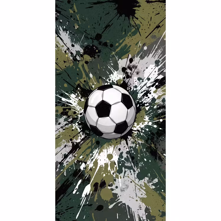Voetbal - Verf - Spetters - Groen Behang Vlies klein -3d_website