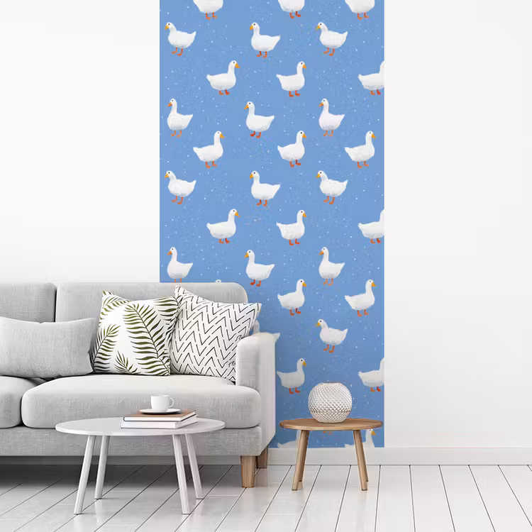 Ganzen - Elegant - Blauw fotobehang vinyl groot 64 -woonkamer
