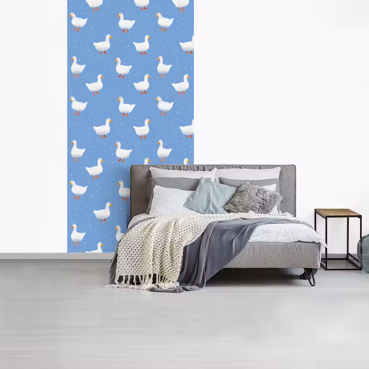 Ganzen - Elegant - Blauw fotobehang vinyl groot 64 -slaapkamer