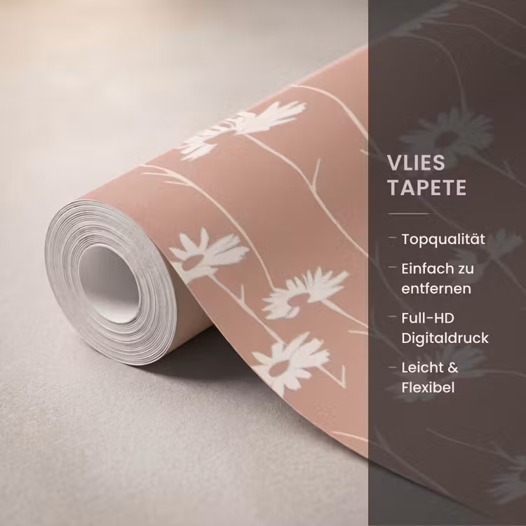 Madeliefjes - Subtiel - Terracotta Behang Vlies klein 1076 -USP_closeupDE