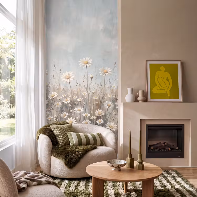 Madelief - Illustratie - Wit Behang Vlies klein -sfeer2