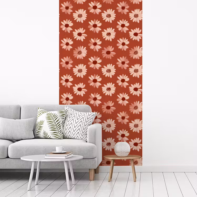 Madelief - Retro - Terracotta fotobehang vinyl groot 64 -woonkamer