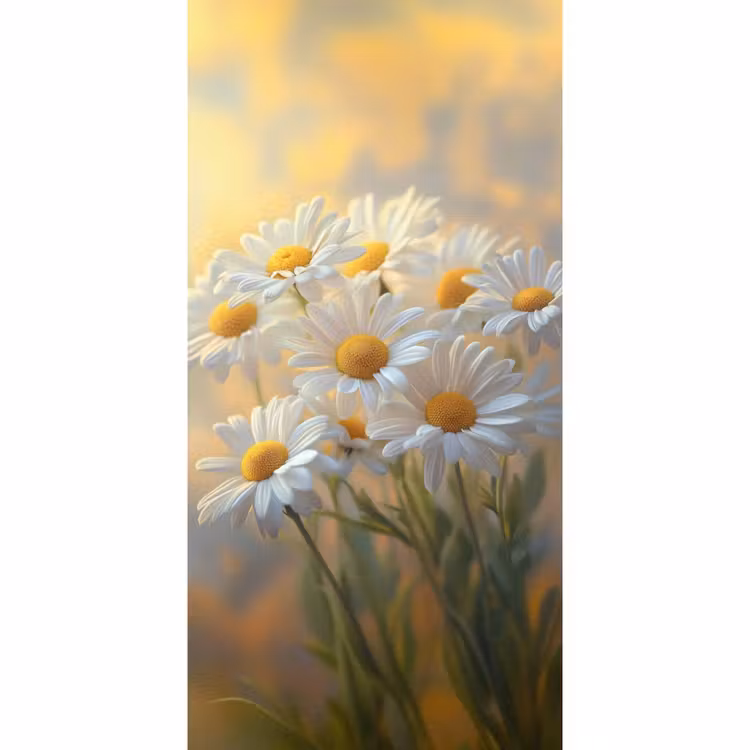 Madeliefjes - Wit - Zonlicht Behang Vlies klein -3d_website