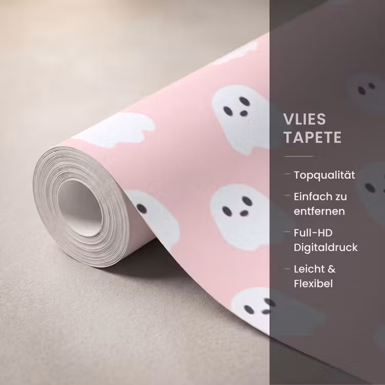 Spookjes - Patroon - Roze Behang Vlies klein 1076 -USP_closeupDE