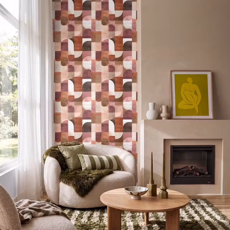 Geometrie - Modern - Retro Behang Vlies klein 1076 -sfeer2
