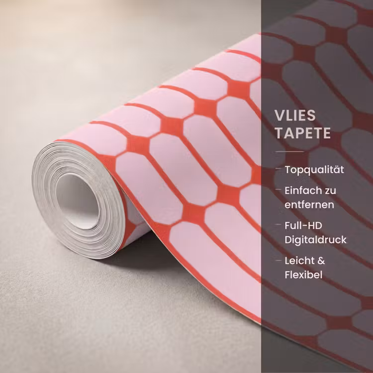 Geometrisch - Minimalistisch - Rood - Roze Behang Vlies klein 1076 -USP_closeupDE