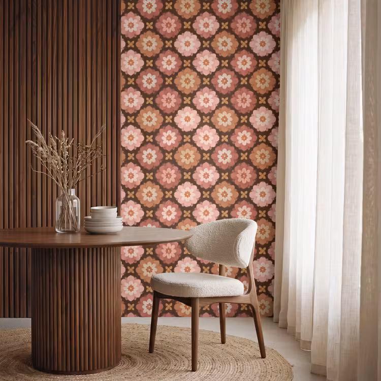 Geometrisch - Bloemen - Kleurrijk Behang Vlies klein 1076 -sfeer1