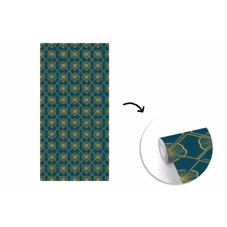Geometrisch - Elegant - Groen fotobehang vinyl groot 64 -3d