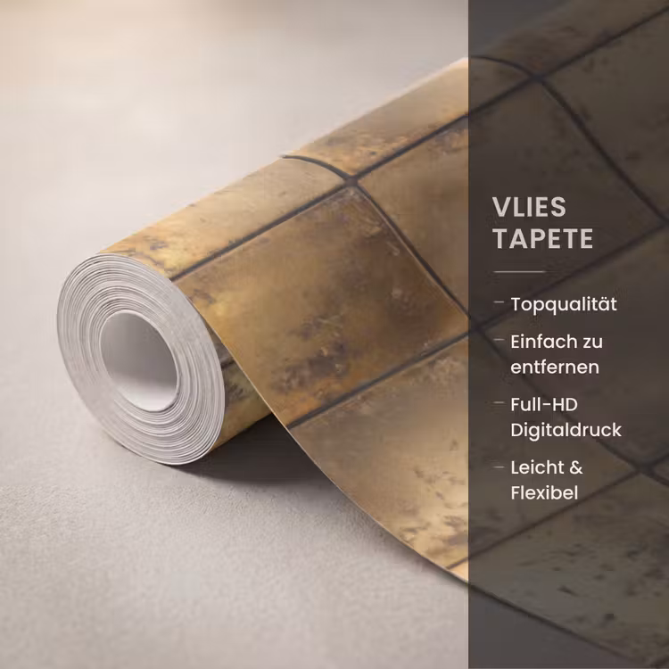 Geometrisch - Tegels - Goud Behang Vlies klein 1076 -USP_closeupDE