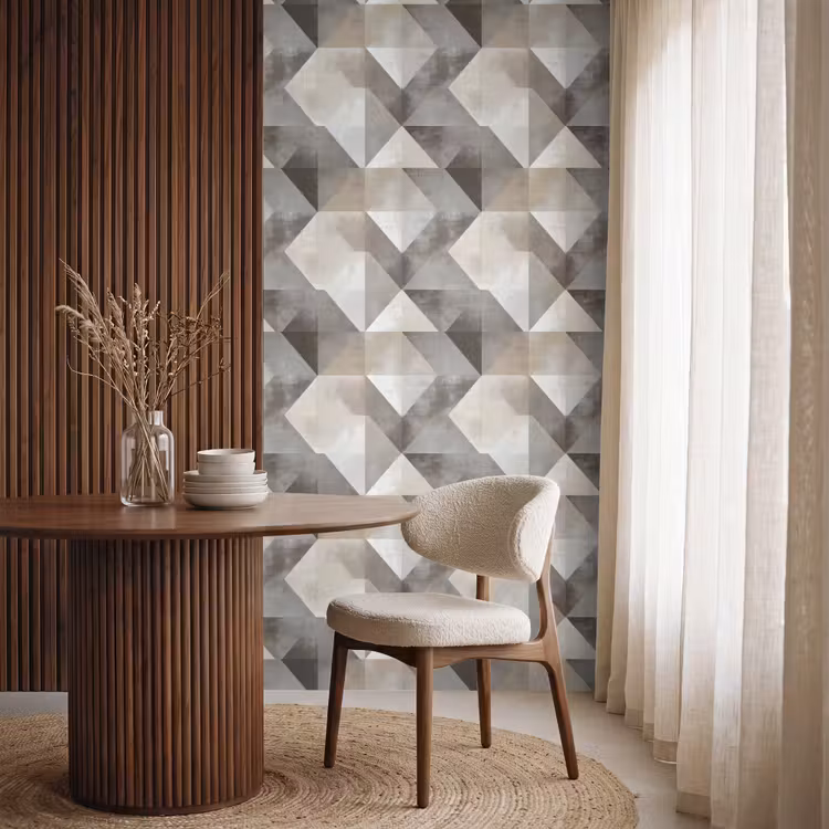 Geometrisch - Motief - Aardetinten Behang Vlies klein 1076 -sfeer1