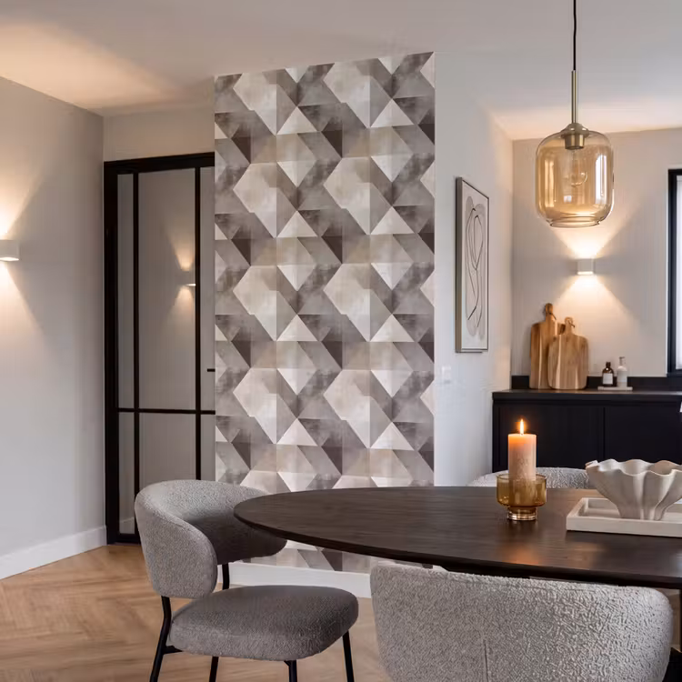 Geometrisch - Motief - Aardetinten Behang Vlies klein 1076 -sfeer3