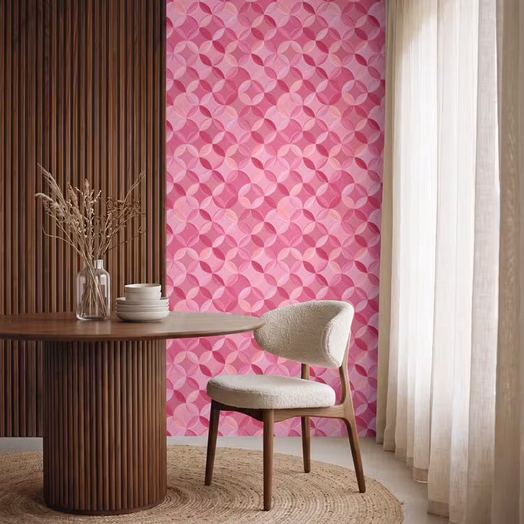 Geometrisch - Mozaïek - Modern - Roze Behang Vlies klein 1076 -sfeer1