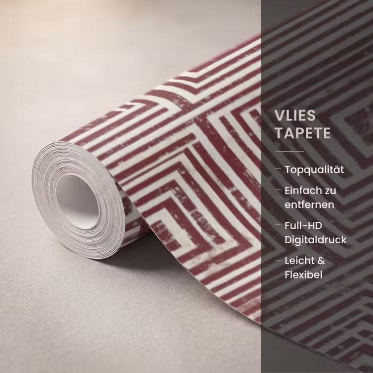 Geometrisch - Patroon - Rood Behang Vlies klein 1076 -USP_closeupDE
