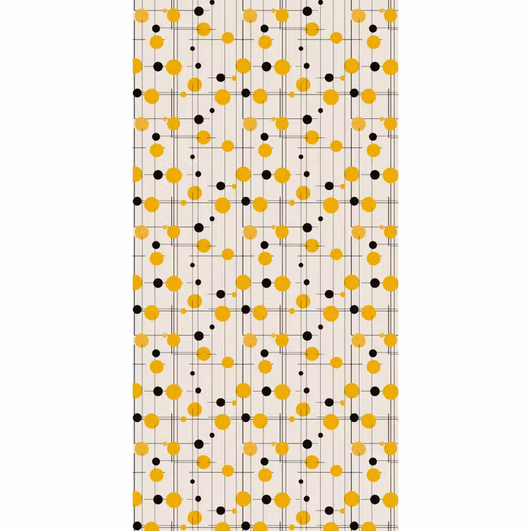 Geometrisch - Retro - Lijnen - Okergeel - Zwart Behang Vlies klein 1076 -3d_website