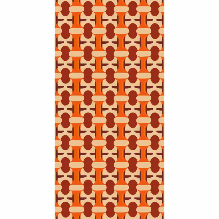Geometrisch - Retro - Oranje Behang Vlies klein 1076 -3d_website