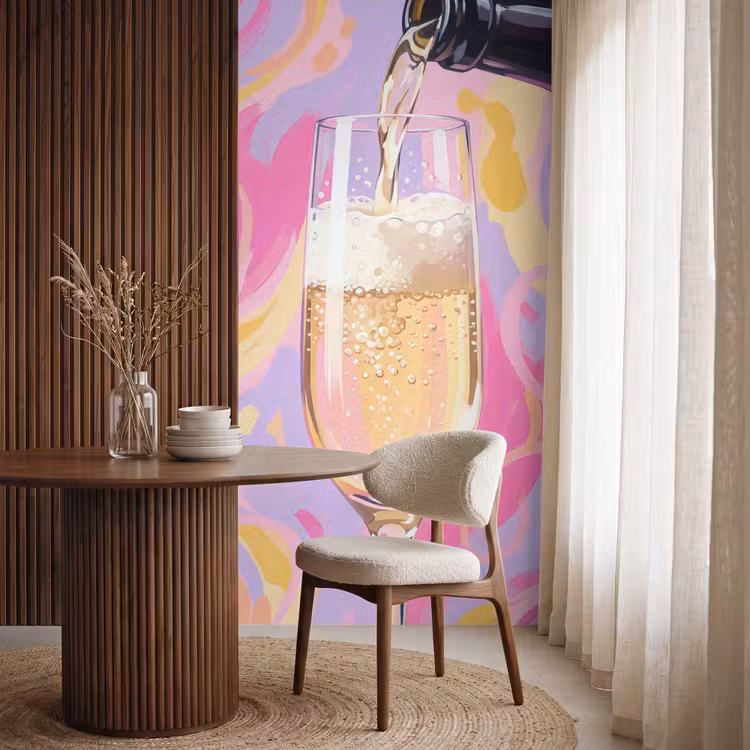 Tapete - Getränke – Einschenken – Party – Abstrakt – Rosa - Drank - Inschenken - Feest - Abstract - Roze Behang Vlies klein